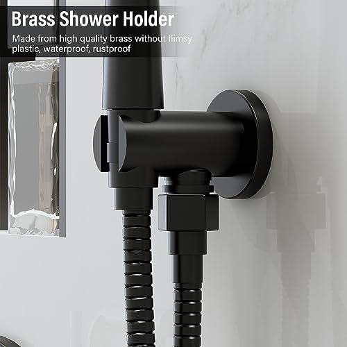 Gabrylly Shower System Black, 12 Inch Shower Faucet Set with Rain Shower Head and Handheld, Rainfall Shower Combo Set with Shower Valve Kit