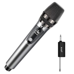 jyx wireless microphone, dynamic microphone for karaoke with receiver and anti-slip ring, 80ft transmission distance, rechargeable mic system for karaoke night, meeting, compere, party