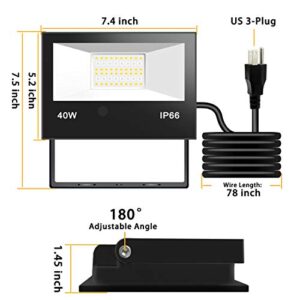 HEKEE LED Flood Light Outdoor, 40W RGB Color Changing 4000 Lumens FloodLight, DIY Strobe Mode, 120 Colors Uplight, Timing, RGBW 2700K Warm White, IP66 Waterproof Spotlight (2 Pack)