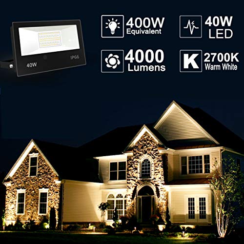 HEKEE LED Flood Light Outdoor, 40W RGB Color Changing 4000 Lumens FloodLight, DIY Strobe Mode, 120 Colors Uplight, Timing, RGBW 2700K Warm White, IP66 Waterproof Spotlight (2 Pack)