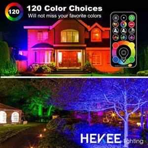 HEKEE LED Flood Light Outdoor, 40W RGB Color Changing 4000 Lumens FloodLight, DIY Strobe Mode, 120 Colors Uplight, Timing, RGBW 2700K Warm White, IP66 Waterproof Spotlight (2 Pack)