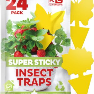 Fruit Fly Traps Indoor (Shapes, 24-Pack), Yellow Sticky Traps for Gnats, Gnat Killer for Indoor - Fruit Fly Trap for Kitchen - Fungus Gnat Traps House Plants, Yellow Sticky Fly Traps