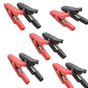 lylgo 10pcs 2mm insulated mini test alligator clip with 2mm female banana jack red black insulated safety multimeter test leads alligator clips plug connectors