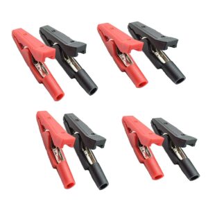 LYLGO 10Pcs 2mm Insulated Mini Test Alligator Clip With 2mm Female Banana Jack Red Black Insulated Safety Multimeter Test Leads Alligator Clips Plug Connectors