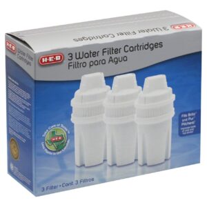 heb 3 pack ' replacement water filter cartridges for brita and pur pitchers, white