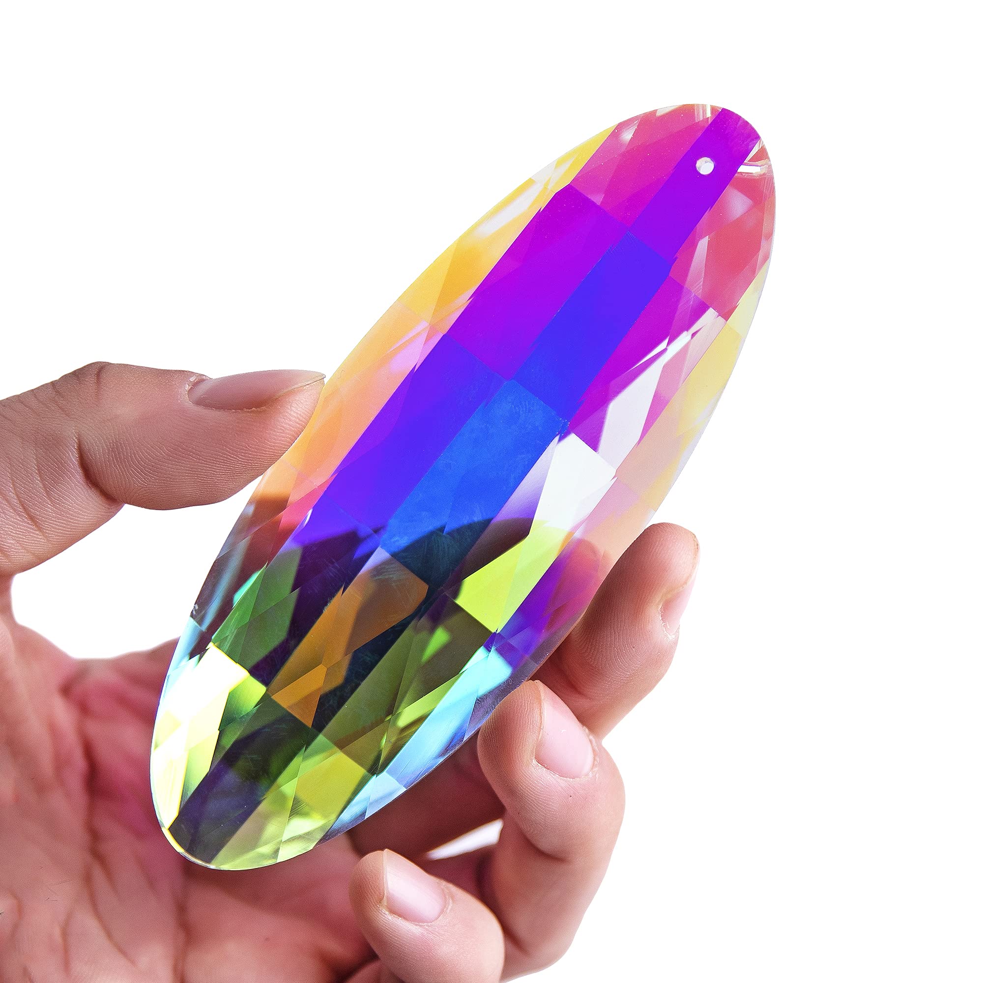 H&D HYALINE & DORA Rainbow Crystal Drop Prism Suncatcher Hanging Pendant Ornament Window Sun Catcher,120mm