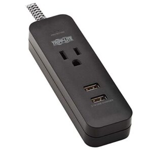 Tripp Lite 1-Outlet Surge Protector with 2 USB Ports (2.1A Shared) - 4 ft. Cord, 5-15P Plug, 450 Joules, Black (TLP104USB)