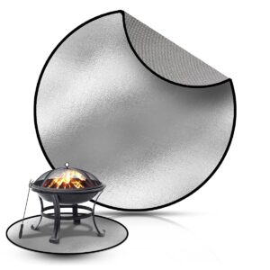 fire pit mat - round fireproof mat for under fire pit - easy to clean heat resistant undergrill mats for outdoor grill - heat shield rug great as a grill mat, smoker pad, on patio (36 in)