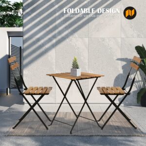 FDW Outdoor Furniture Set Small Patio Table and Folding Chairs for Lawn Balcony Backyard Yard Bistro Apartment Nature