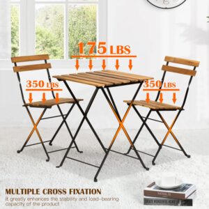 FDW Outdoor Furniture Set Small Patio Table and Folding Chairs for Lawn Balcony Backyard Yard Bistro Apartment Nature