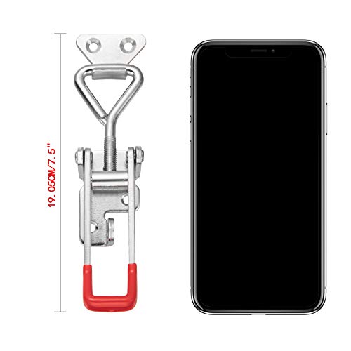 Accessbuy Heavy Duty Adjustable Toggle Latch Clamp 4003 Style,1320Lbs Holding Capacity, Large Hasp Clamp For Smoker,ToolBox Case,Industrial EquiIpment and More (7.5inch)