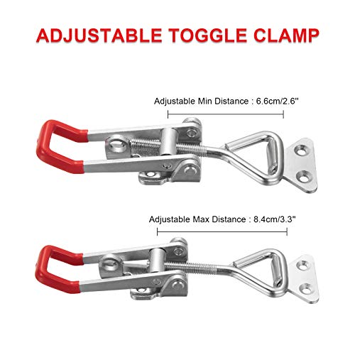 Accessbuy Heavy Duty Adjustable Toggle Latch Clamp 4003 Style,1320Lbs Holding Capacity, Large Hasp Clamp For Smoker,ToolBox Case,Industrial EquiIpment and More (7.5inch)