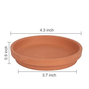 4 Inch Small Terracotta Pot Plant Saucer - 6 pcs Small Round Plant Pot Saucers, Small Clay Plant Trays Perfect for 3 Inch 3.5 Inch 4 Inch Flower Pot with Drainage Hole and Great for Indoor or Outdoor