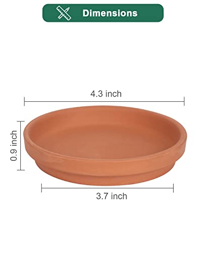 4 Inch Small Terracotta Pot Plant Saucer - 6 pcs Small Round Plant Pot Saucers, Small Clay Plant Trays Perfect for 3 Inch 3.5 Inch 4 Inch Flower Pot with Drainage Hole and Great for Indoor or Outdoor