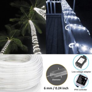 Solhice 75ft Rope Lights White Outdoor 280 LEDs with Remote Control, Waterproof Dimmable LED Tube Light with Timer for Deck, Patio, Wedding, Bedroom Indoor Decor (Not Connectable)