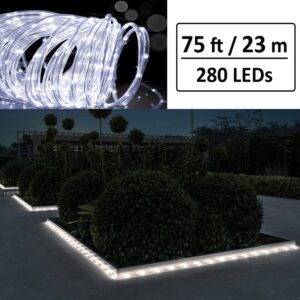 Solhice 75ft Rope Lights White Outdoor 280 LEDs with Remote Control, Waterproof Dimmable LED Tube Light with Timer for Deck, Patio, Wedding, Bedroom Indoor Decor (Not Connectable)