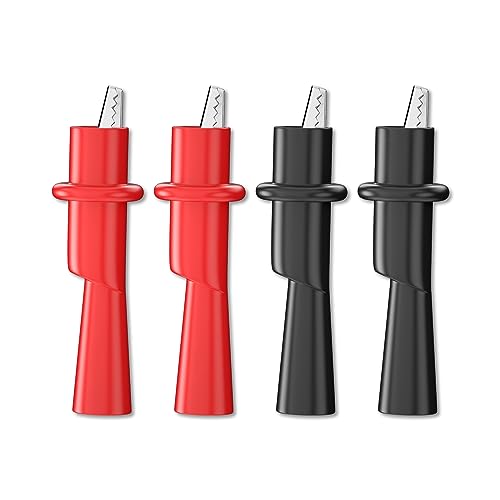 Goupchn Multimeter Push on Alligator Clips Set 4PCS Insulated Crocodile Clamps for Electrical Testing
