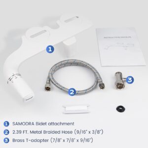 SAMODRA Ultra-Slim Bidet Attachment for Toilet - Dual Nozzle (Frontal & Rear Wash) Hygienic Bidets for Existing Toilets - Adjustable Water Pressure Fresh Water Toilet Bidet - Easy to Install