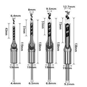 Baorder 4Pcs Woodworking Square Hole Drill Bits Set Mortising Chisel Drill Bits for Woodworking (6.4 mm / 8 mm / 9.5 mm / 12.7 mm)…