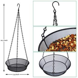 FORUP Platform Bird Feeder Hanging Tray, Metal Mesh Seed Tray for Outdoor Yard Garden Outside Backyard Decoration