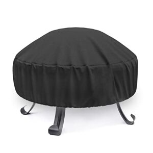 vodche fire pit cover round for fire pit 22 inch - 32 inch, 420d heavy duty outdoor fire pit cover full coverage patio outdoor fireplace cover, waterproof, dustproof and anti uv, fit all seasons