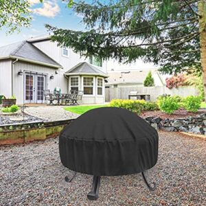 Vodche Fire Pit Cover Round for Fire Pit 22 Inch - 32 Inch, 420D Heavy Duty Outdoor Fire Pit Cover Full Coverage Patio Outdoor Fireplace Cover, Waterproof, Dustproof and Anti UV, Fit All Seasons