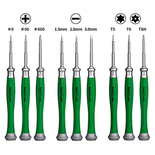 Kaisi Precision Screwdriver Set Magnetic Phillips, Flat and Torx, 10-Piece Professional Repair Kit with Leather Bag for Electronics, Computer, Laptop, Phone, Watch, Jewelry, Eyeglasses, Gamepad, Toys