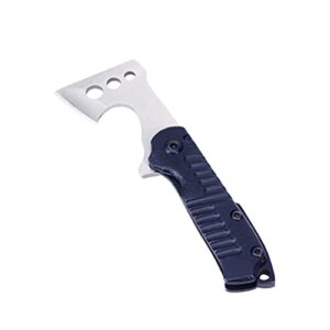 jiumx mini folding small axe stainless steel small axe outdoor edc portable tool pocket knife (silver)