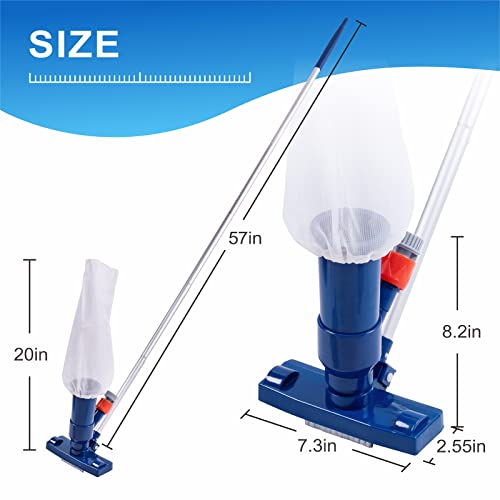 Upgraded Swimming Pool Spa Jet Vacuum Cleaner with Brush & 56" Pole,for Above Ground/Inflatable Pool,Hot Tub,Pond, Spa, Lake and Fountain