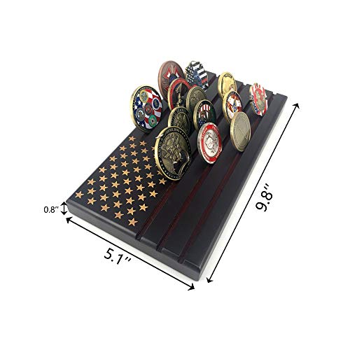 American Flag 6 Row Challenge Coin Display Stand Case Military Coin Holder Display