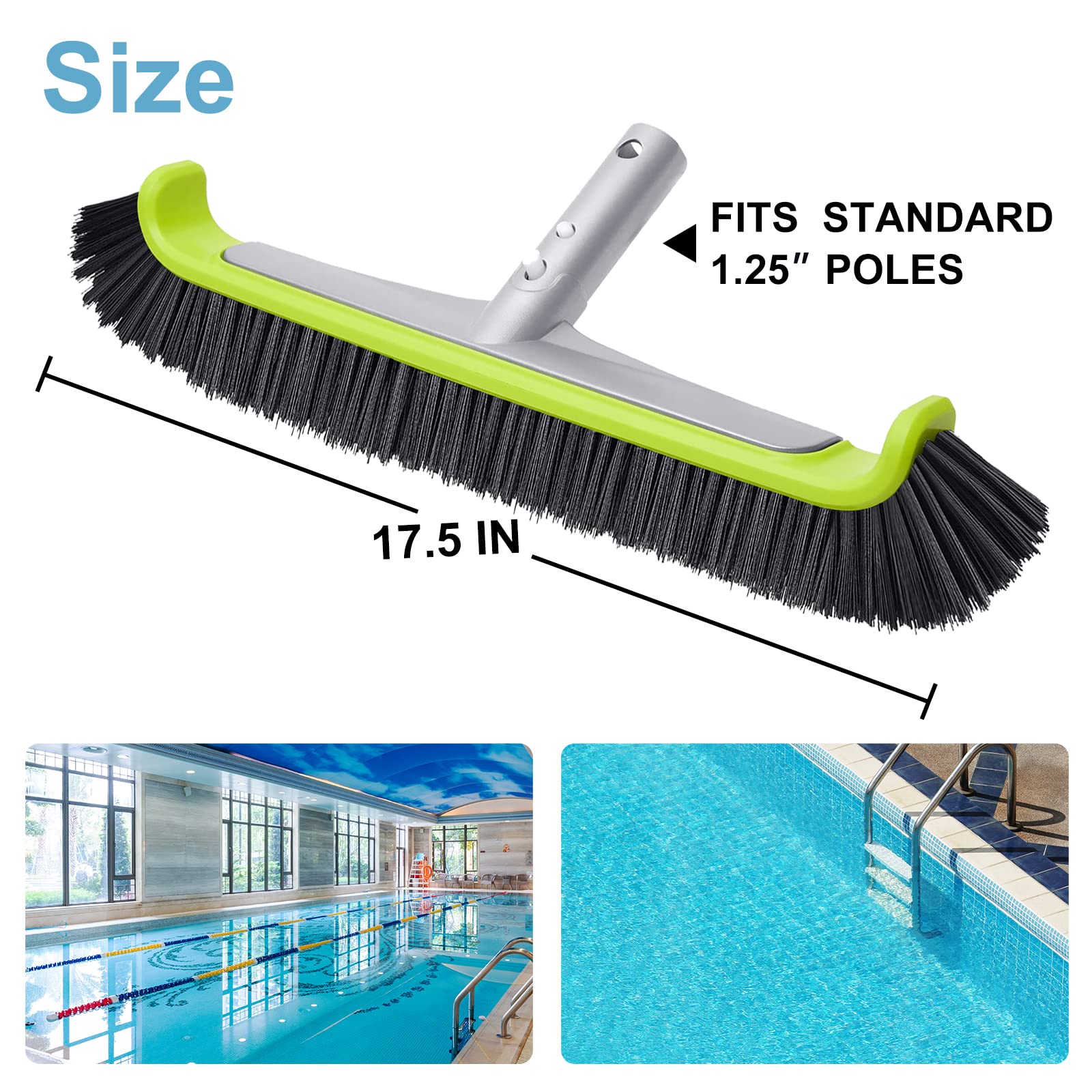 Sepetrel Pool Brush Head for Cleaning Pool Walls,Heavy Duty Inground/Above Ground Swimming Pool Scrub Brushes with Premium Strong Bristle & Reinforced Aluminium Back