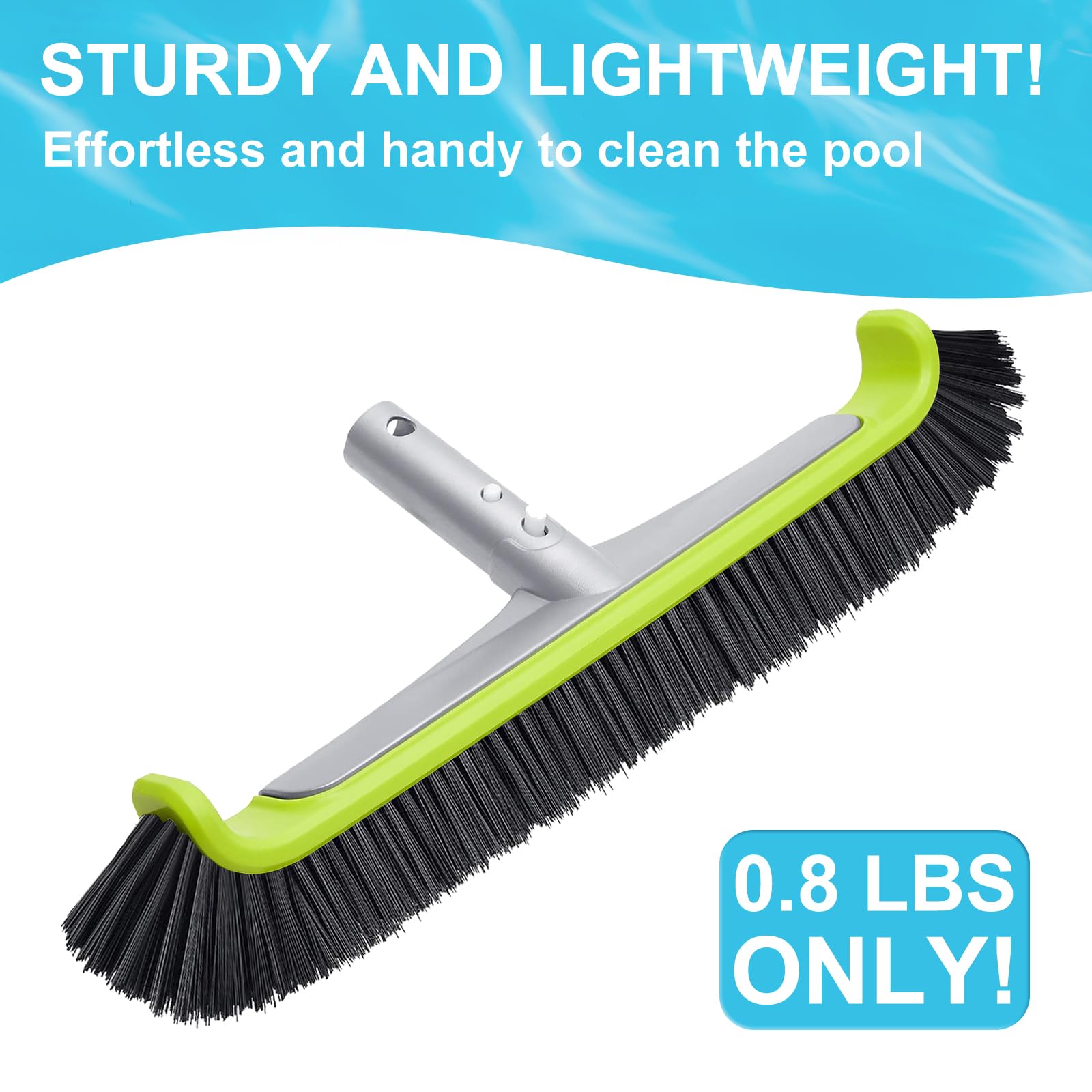 Sepetrel Pool Brush Head for Cleaning Pool Walls,Heavy Duty Inground/Above Ground Swimming Pool Scrub Brushes with Premium Strong Bristle & Reinforced Aluminium Back