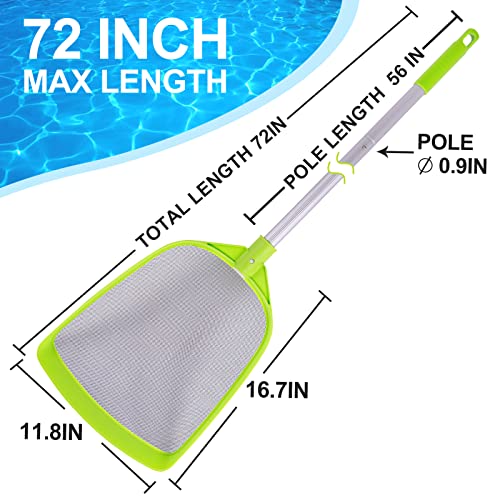 Sepetrel Pool Leaf Skimmer Net with 24-56 Inch Premium Pole,Medium Sized Net for Cleaning Pool, Pond,Spa,Hot Tub