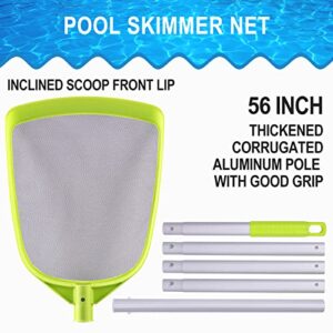 Sepetrel Pool Leaf Skimmer Net with 24-56 Inch Premium Pole,Medium Sized Net for Cleaning Pool, Pond,Spa,Hot Tub
