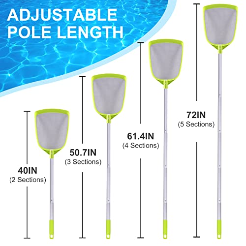 Sepetrel Pool Leaf Skimmer Net with 24-56 Inch Premium Pole,Medium Sized Net for Cleaning Pool, Pond,Spa,Hot Tub