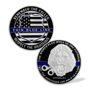 thin blue line lives matter police officer military coin law enforcement challenge coin
