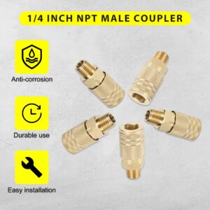 Hynade 1/4 Inch NPT Plug Male Female Industrial Air Plug, Male Coupler, Pneumatic Plugs, Quick Connector Air Fittings Kits(1/4'' F-NPT)