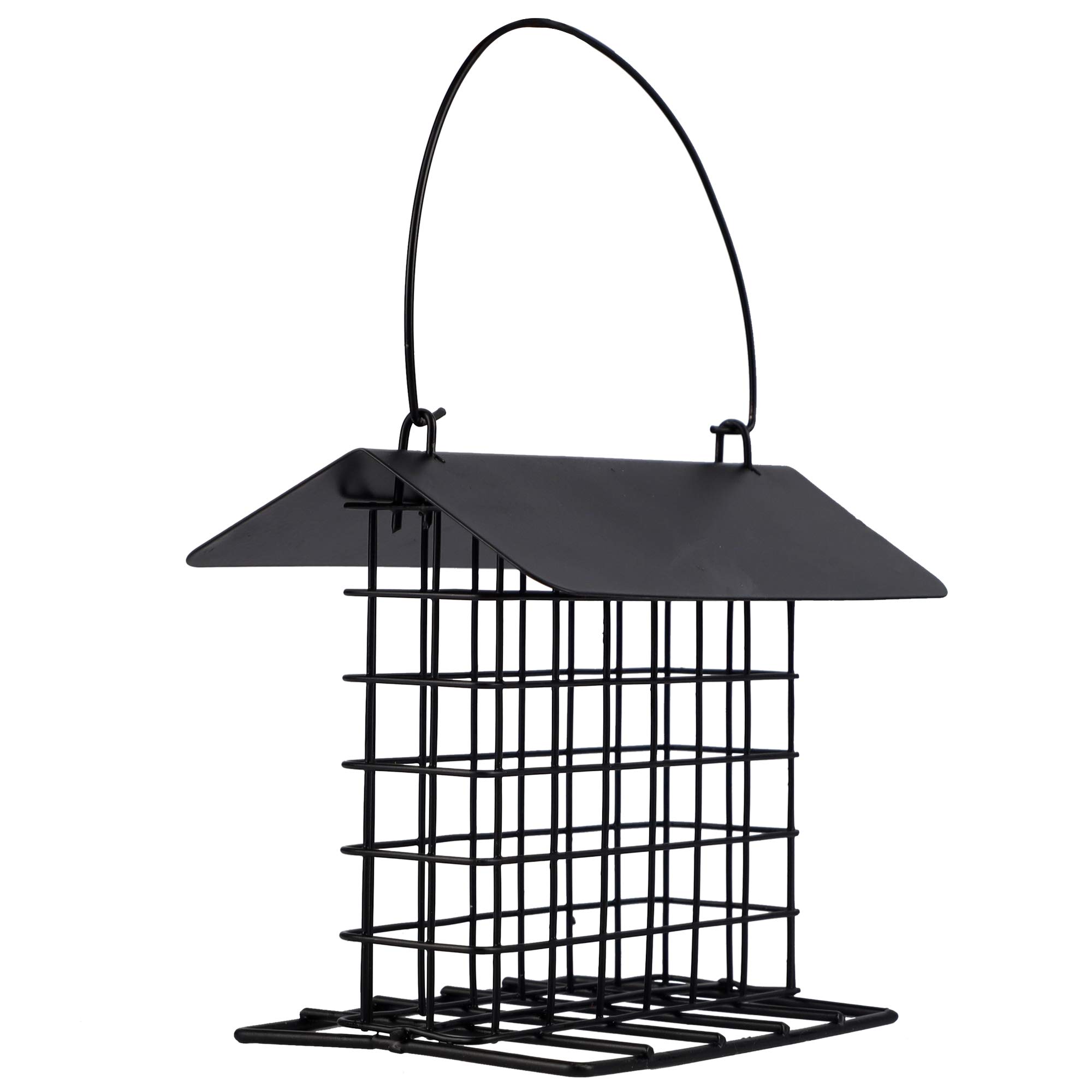 winemana Outdoor Wild Bird Feeder, Black Small Hanging with Metal, Rainproof Squirrel-Proof, Single Suet Cake Style for Outside Office