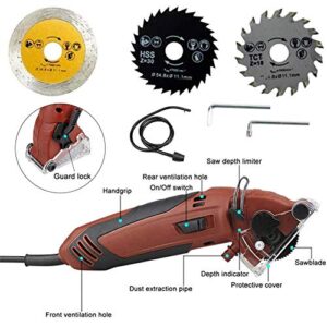 Multifunction Mini Circular Saw Machine Set, 400W High Powered Circular Saw Machine, Professional Compact Circular Saw with 3 Carbide Tipped Blade and Tool Box, for Cut Drywall,Tile, Metal