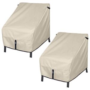 porch shield patio chair covers - waterproof outdoor lounge deep seat adirondack chair cover 2 pack - 34w x 37d x 36h inch, beige