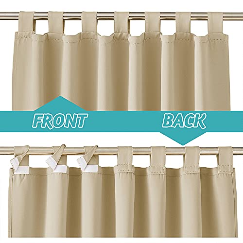 RYB HOME Patio Curtains Outdoor 2 Panels - Detachable Top Waterproof Outdoor Blackout Curtains Drapes for Porch Pergola Gezebo Cabana Sun Room Deck, W 52 x L 84 inch Long, Beige