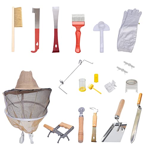 MayBee Beehive Starter Kit 10-Frame Bee Boxes and Frames Starter Kit Wax Coated Bee Hives and Supplies Starter Kit Including Beekeepig Tools Kit with Beekeeping Veil