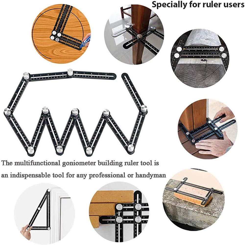 Multi angle measuring ruler,universal multi-angle measuring ruler 12 side hole positioning aluminum alloy multi angle measuring ruler template tool multi-angle measuring ruler with drilling locator