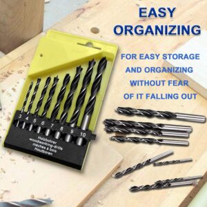 Brad Point Drill Bits - 8 Pcs 3-10mm Spur Point Spiral Twist Wood Metric Drill Bits with Durable Case Wood Working Tool for Hardwood or Softwood (Black)