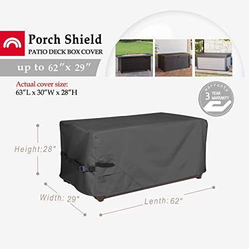 Porch Shield Patio Deck Box Storage Cover - Outdoor Waterproof 600D Rectangular Fire Pit Table Covers 62 x 29 inch, Black