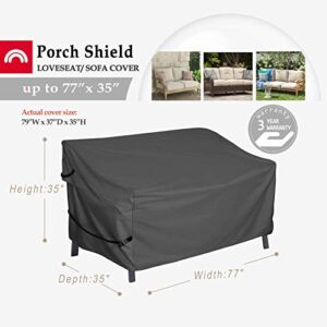 Porch Shield 600D Waterproof Outdoor Furniture Sofa Cover – Patio 3-Seater Couch Cover 77W x 35D x 35H inch, Black