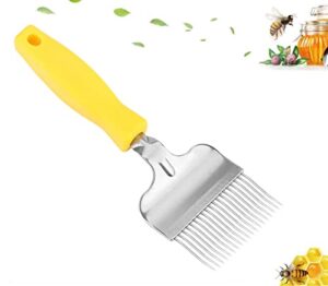 gototop beekeeping uncapping fork bee keeping bee honey uncapping fork stainless steel tine beekeeping honey beekeeping extractor tool, 8.66 x 2.76 inch,yellow