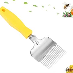 GOTOTOP Beekeeping Uncapping Fork Bee Keeping Bee Honey Uncapping Fork Stainless Steel Tine Beekeeping Honey Beekeeping Extractor Tool, 8.66 x 2.76 Inch,Yellow