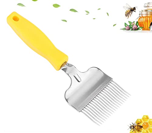 GOTOTOP Beekeeping Uncapping Fork Bee Keeping Bee Honey Uncapping Fork Stainless Steel Tine Beekeeping Honey Beekeeping Extractor Tool, 8.66 x 2.76 Inch,Yellow