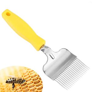 GOTOTOP Beekeeping Uncapping Fork Bee Keeping Bee Honey Uncapping Fork Stainless Steel Tine Beekeeping Honey Beekeeping Extractor Tool, 8.66 x 2.76 Inch,Yellow